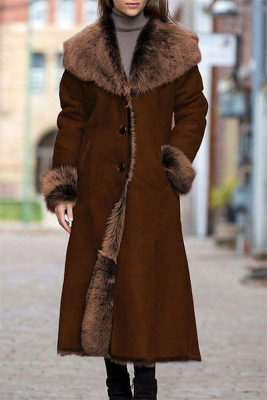 Manteau long à capuche fausse fourrure Taille S au 5XL